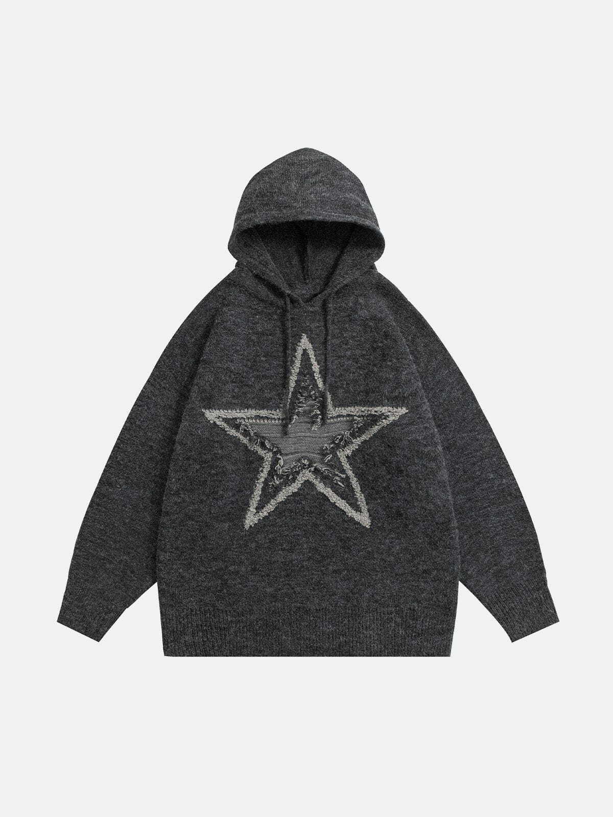pentagram knit hoodie vintage streetwear icon 6931