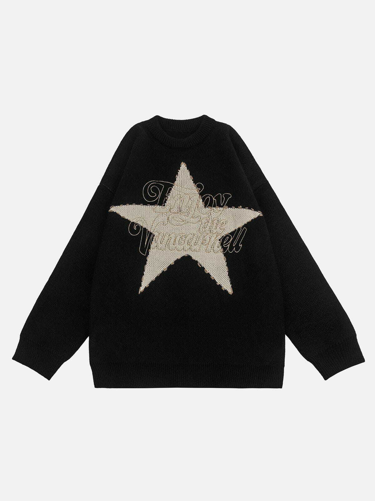 pentagram patchwork sweater edgy streetwear statement 1728