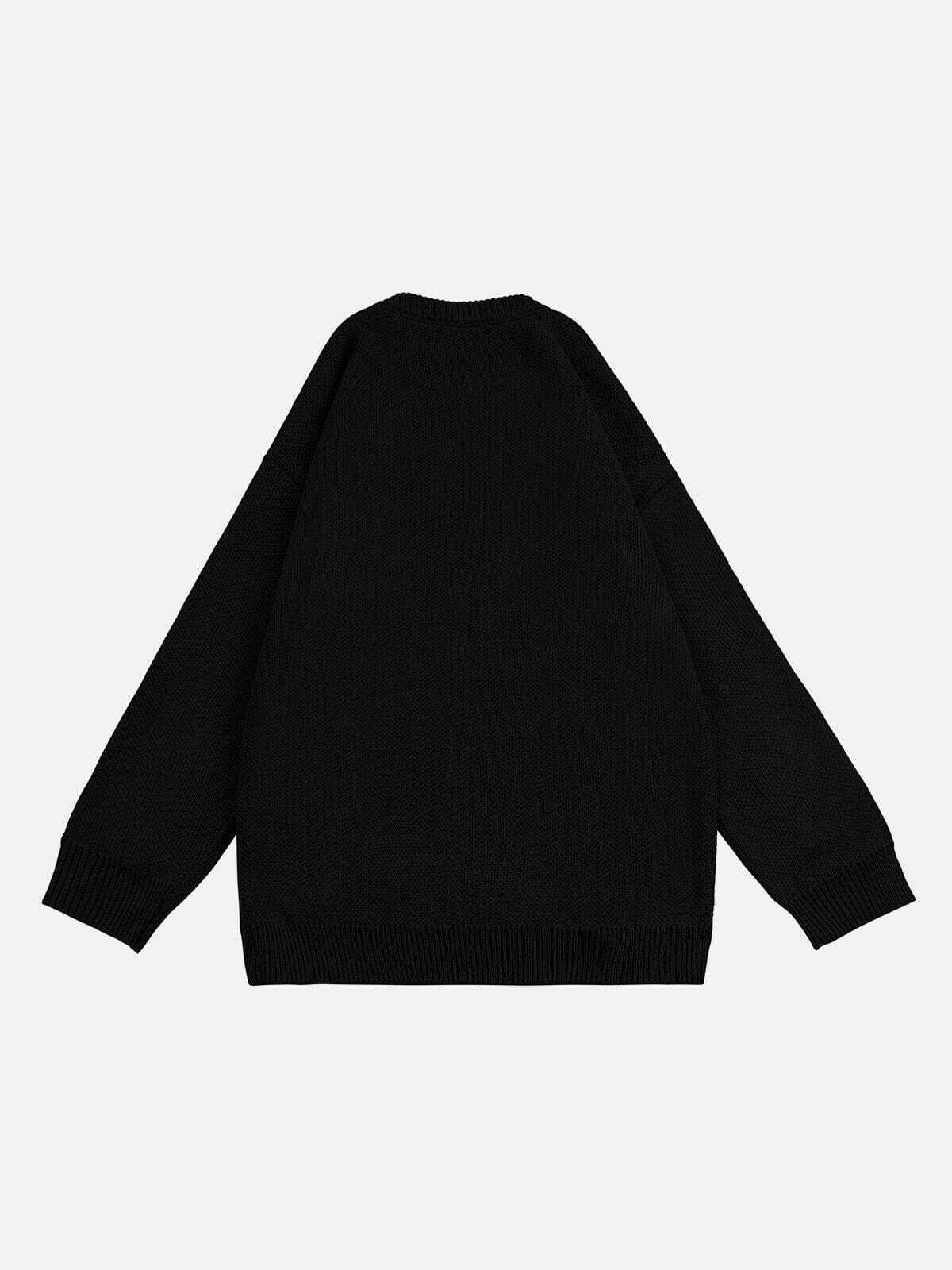 pentagram patchwork sweater edgy streetwear statement 5907