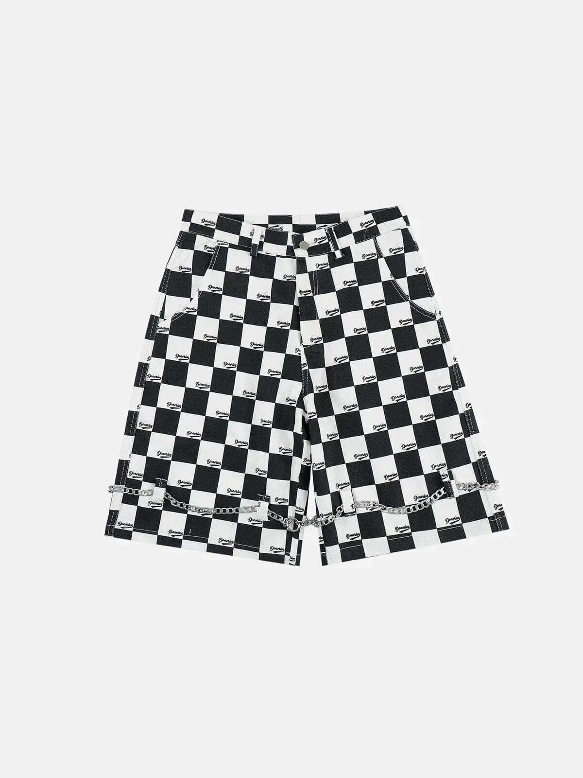 plaid chain shorts edgy & trendy streetwear 5905