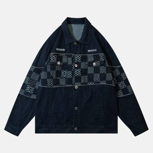 plaid denim jacket edgy & retro streetwear 2609