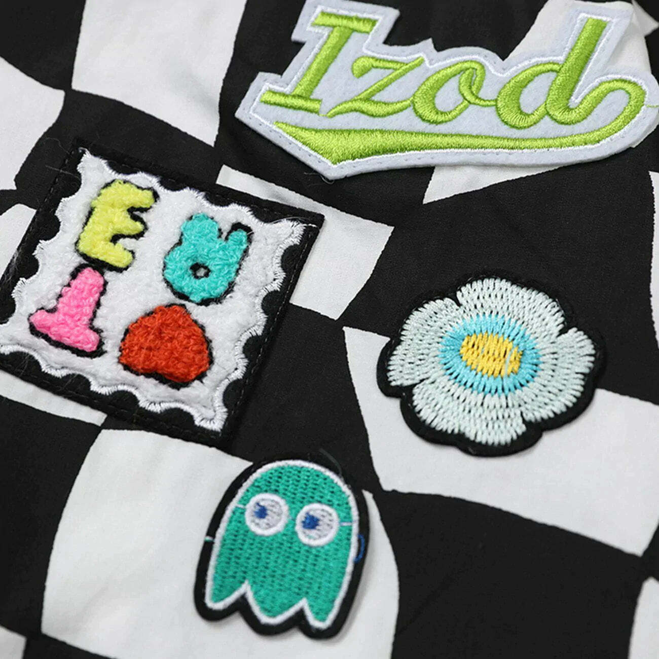 plaid embroidery short sleeve shirt edgy streetwear essential 7316
