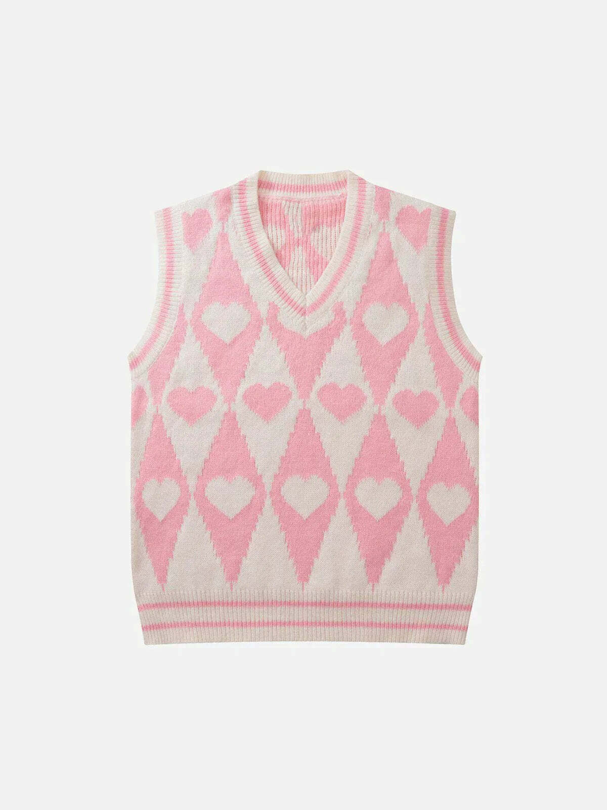 plaid love sweater vest retro quirky y2k style 7032