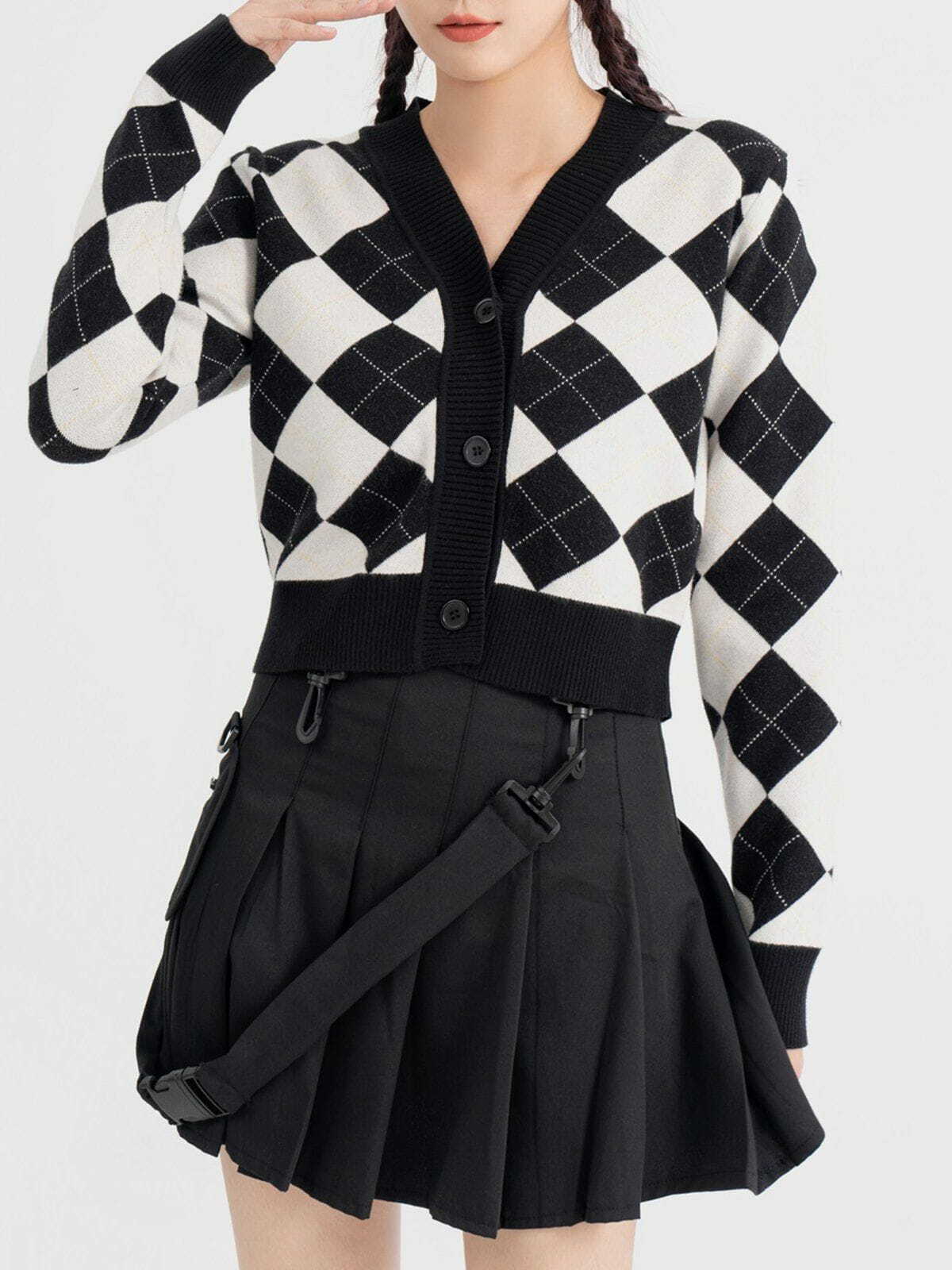 plaid minimalist slim fit sweater urban y2k style 6326