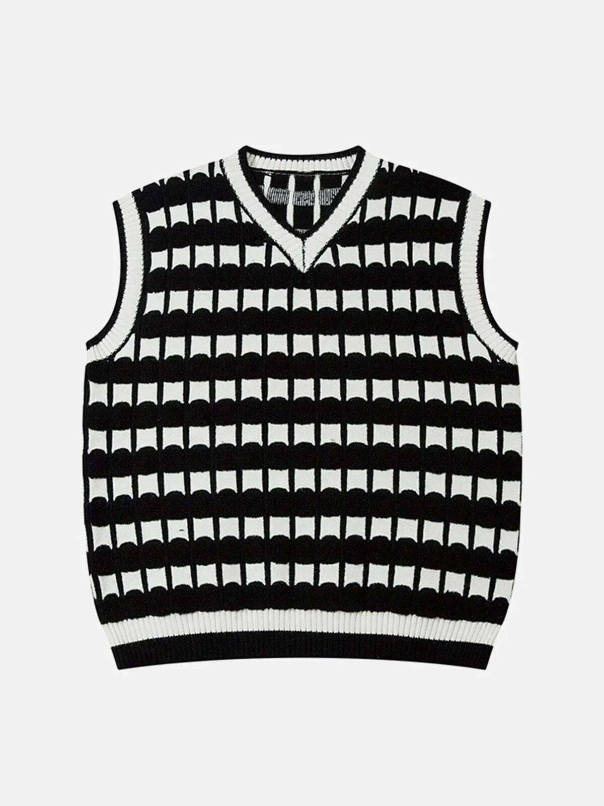 plaid striped sweater vest edgy retro streetwear essential 1063