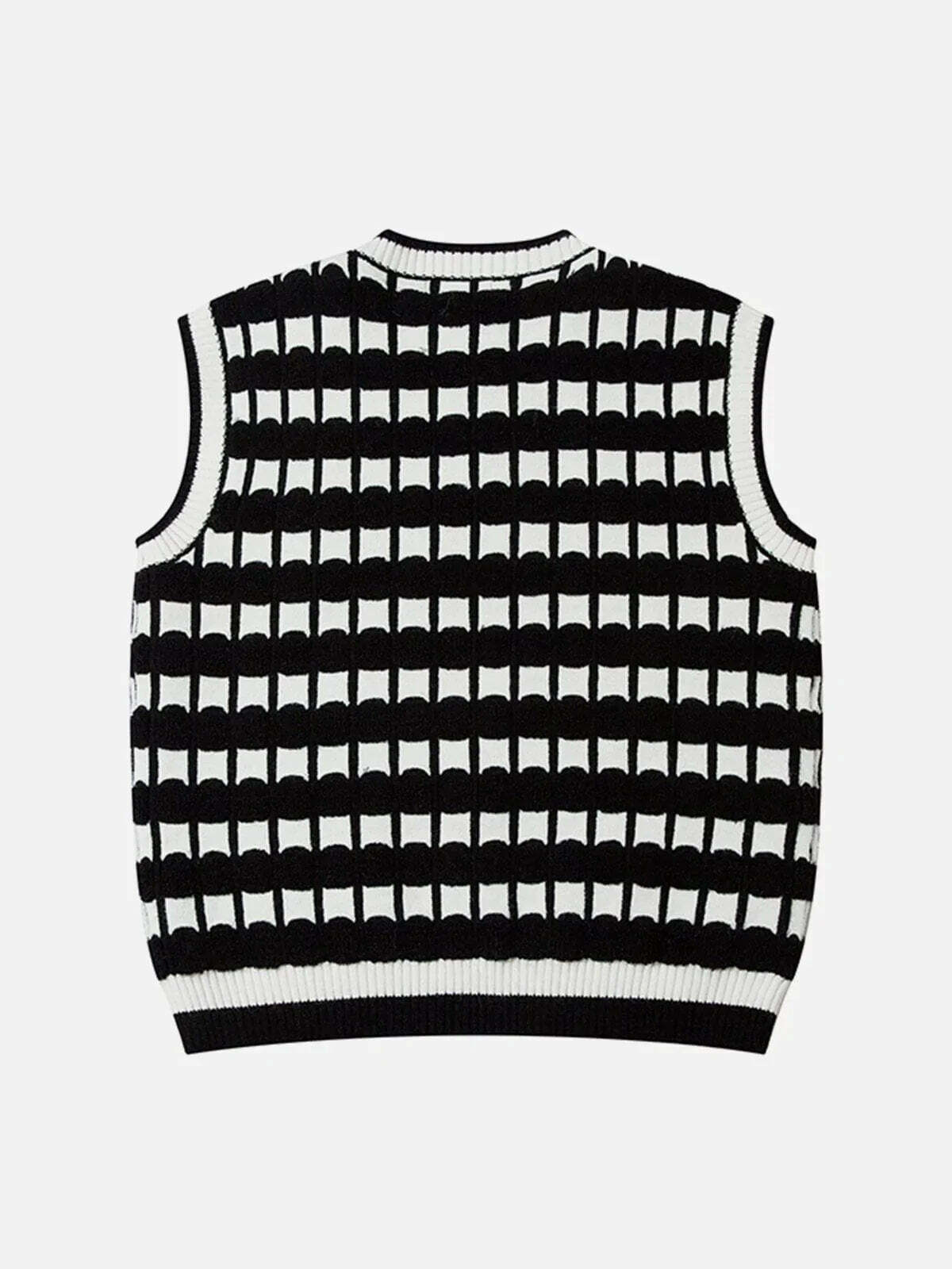 plaid striped sweater vest edgy retro streetwear essential 7056
