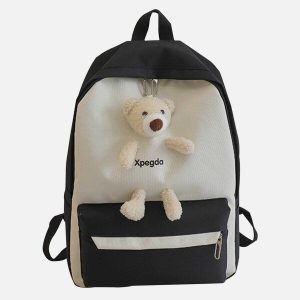 playful cartoon bear shoulder bag quirky and chic y2k fashion accessory 7024