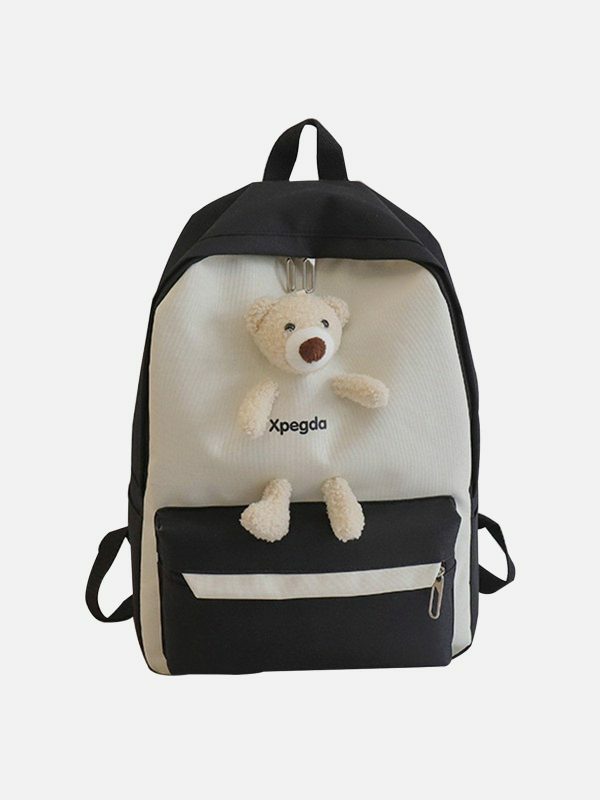 playful cartoon bear shoulder bag quirky and chic y2k fashion accessory 7024