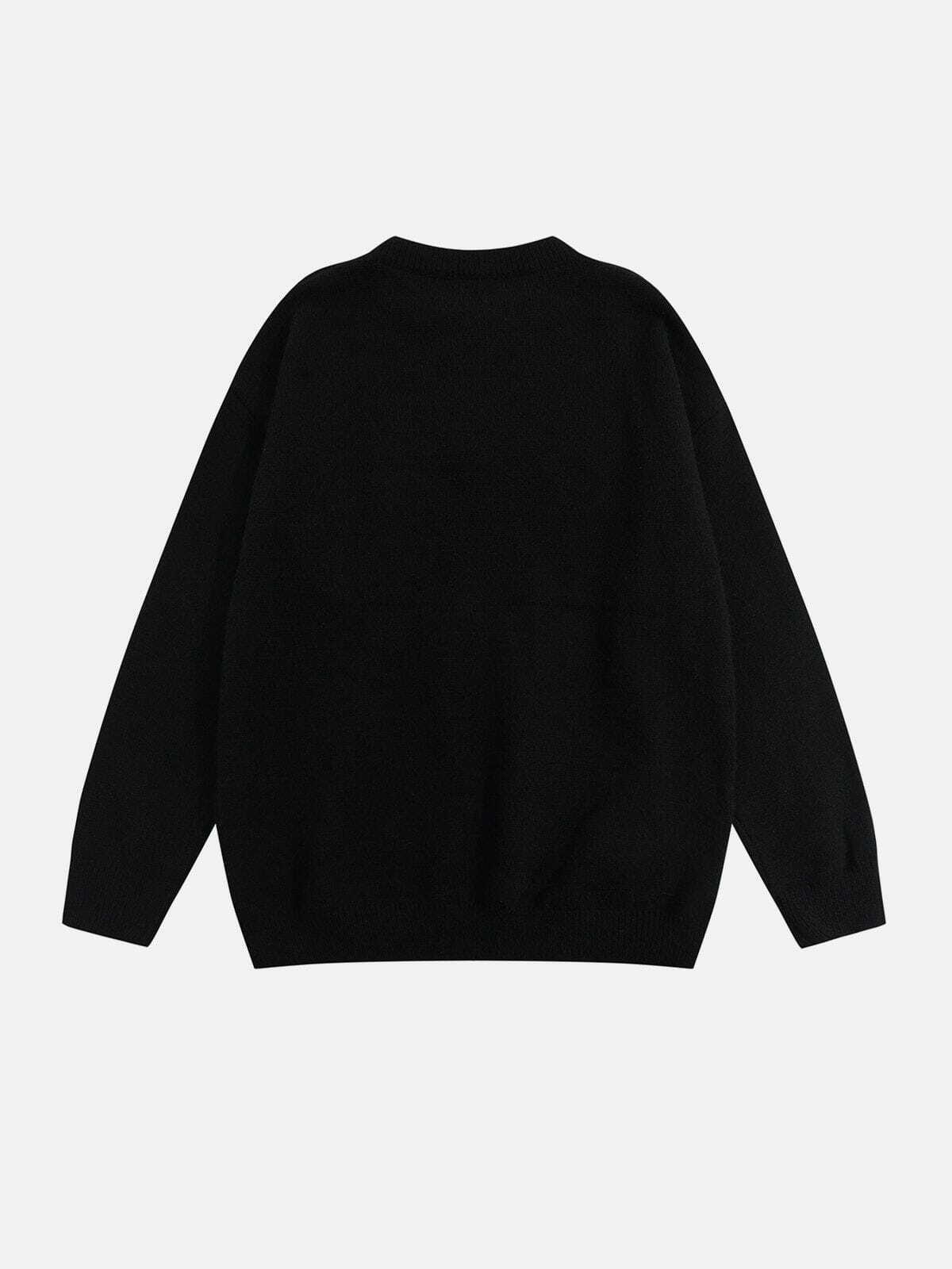 playful panda print sweater quirky & youthful streetwear 2291