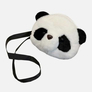 playful plush panda bag quirky  chic streetwear accessory 3228