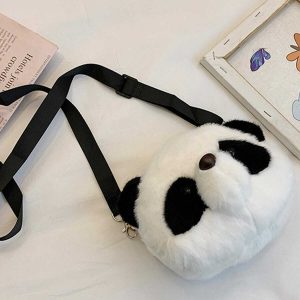 playful plush panda bag quirky  chic streetwear accessory 6926