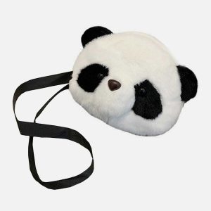 playful plush panda bag quirky  chic streetwear accessory 7636