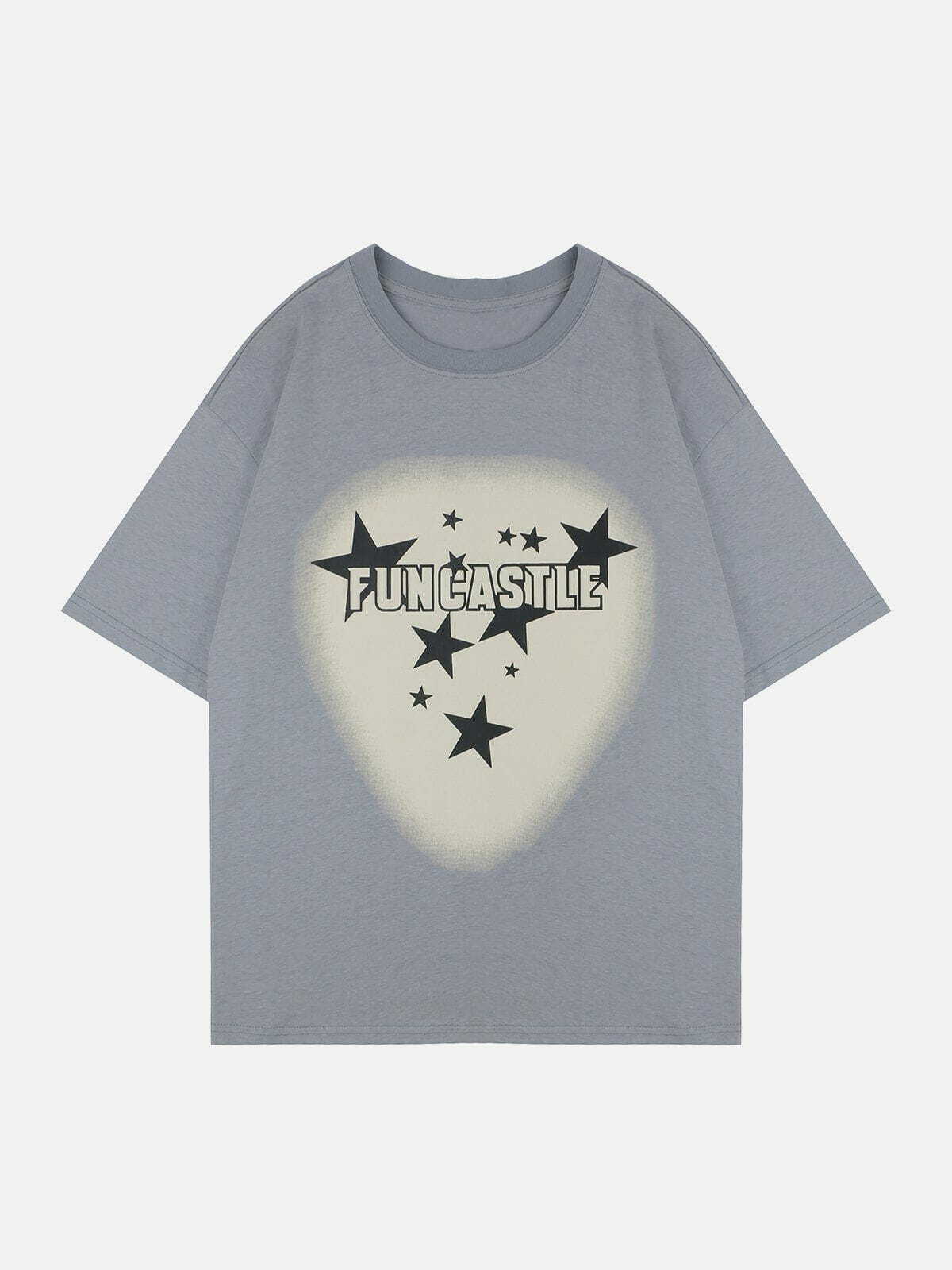 playful star print tee edgy  retro shirt for youthful streetwear 5558