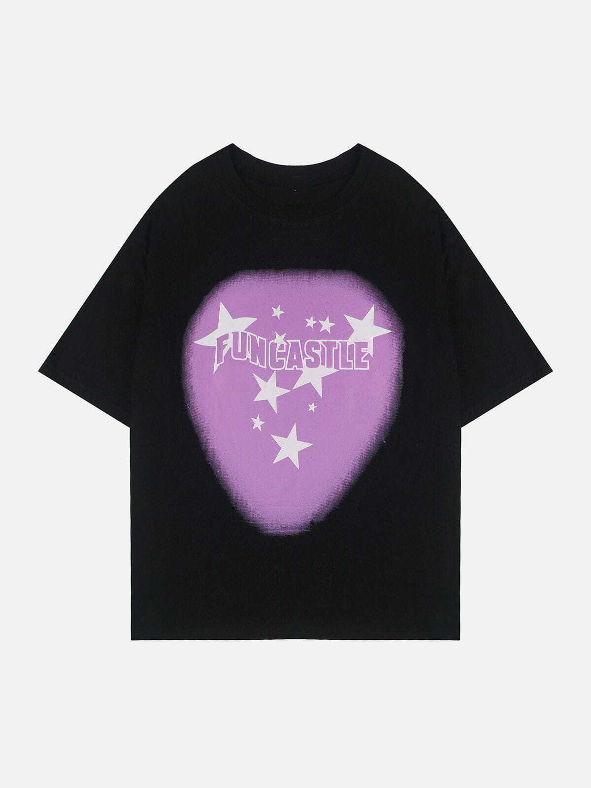 playful star print tee edgy  retro shirt for youthful streetwear 5727