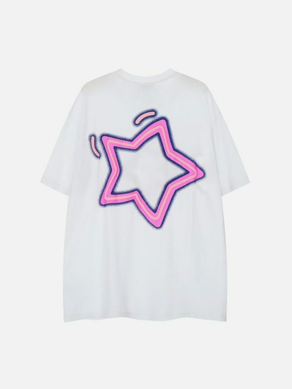 playful star print tee edgy  retro shirt for youthful streetwear 7711