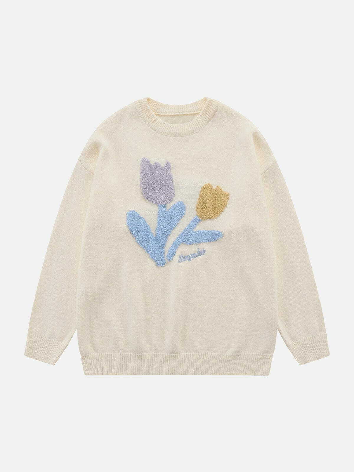 plush floral sweater vibrant & cozy streetwear 2958