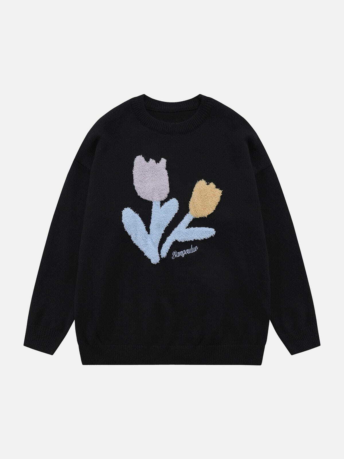 plush floral sweater vibrant & cozy streetwear 6879