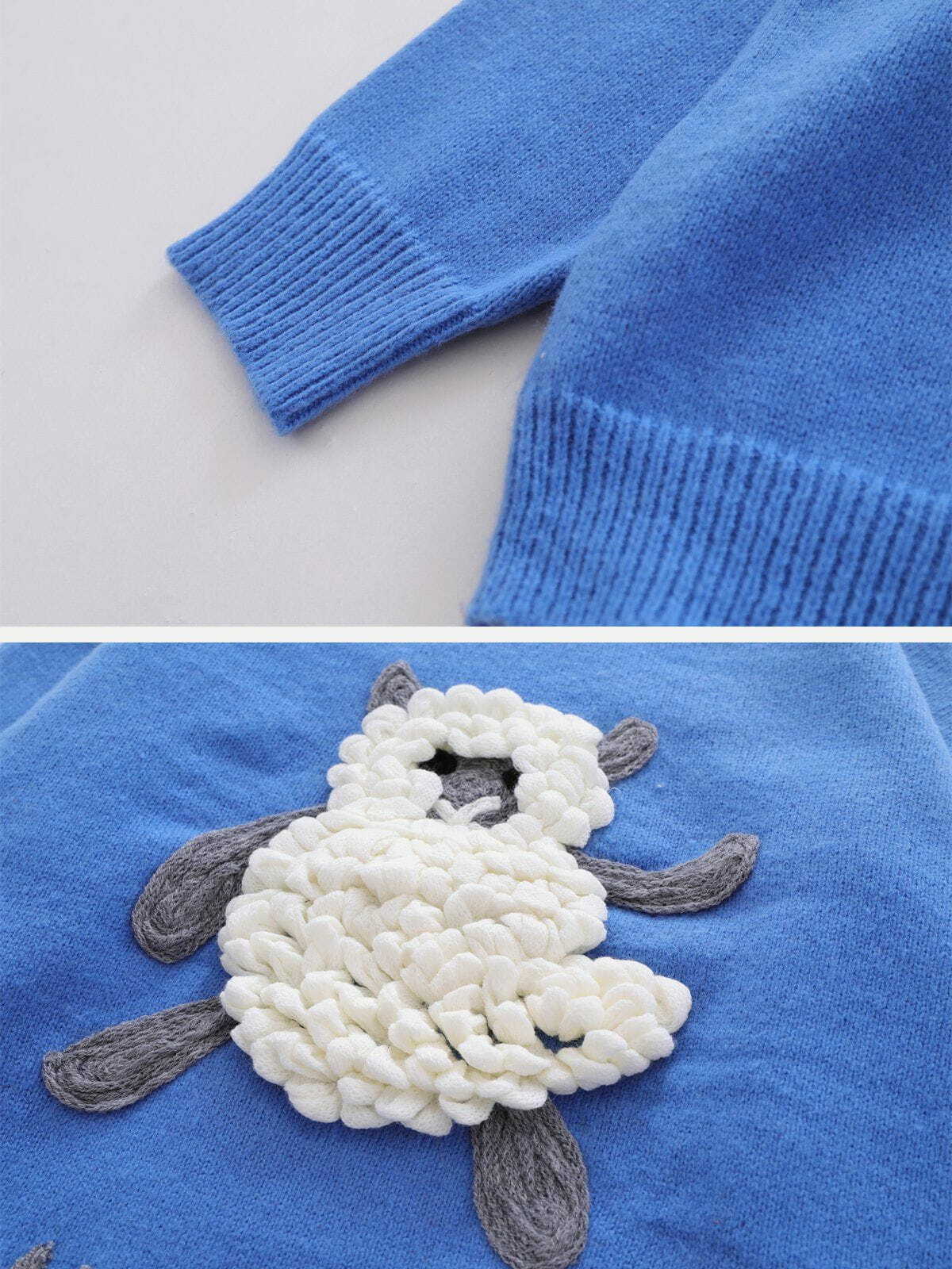 plush lamb print sweater cozy & quirky streetwear 7604