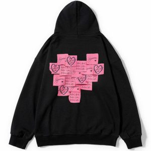 postit note print hoodie quirky & vibrant streetwear 1430