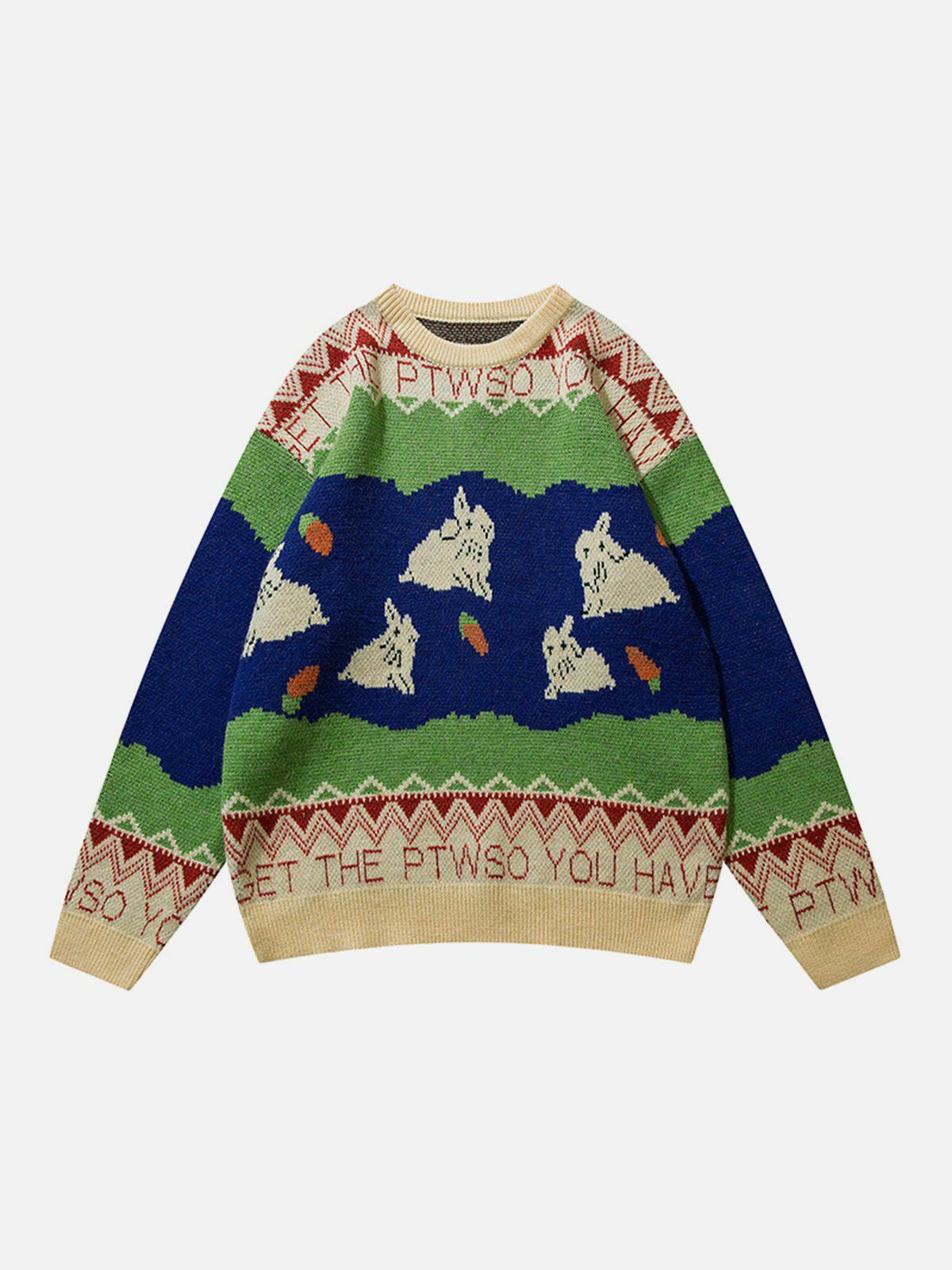 quirky rabbit graphic sweater cozy & playful y2k fashion 4368