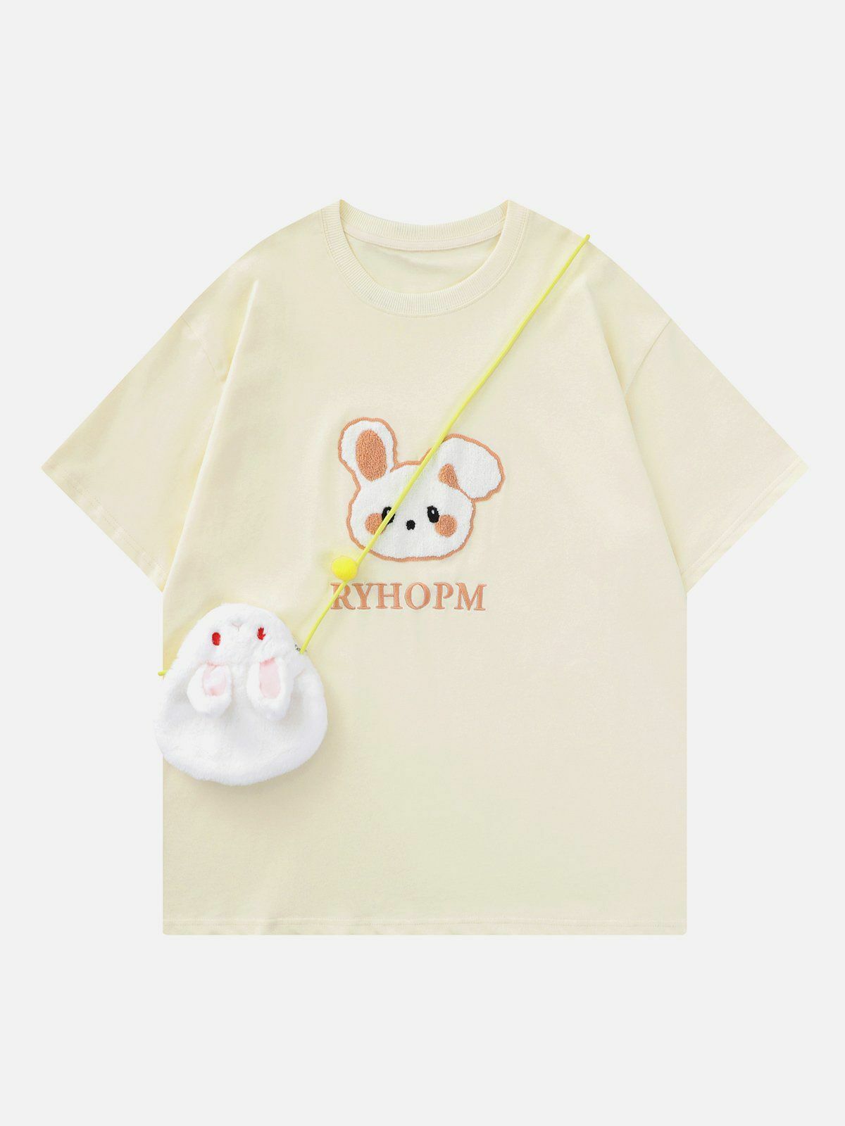 rabbit embroidery tee quirky & chic streetwear essential 8576