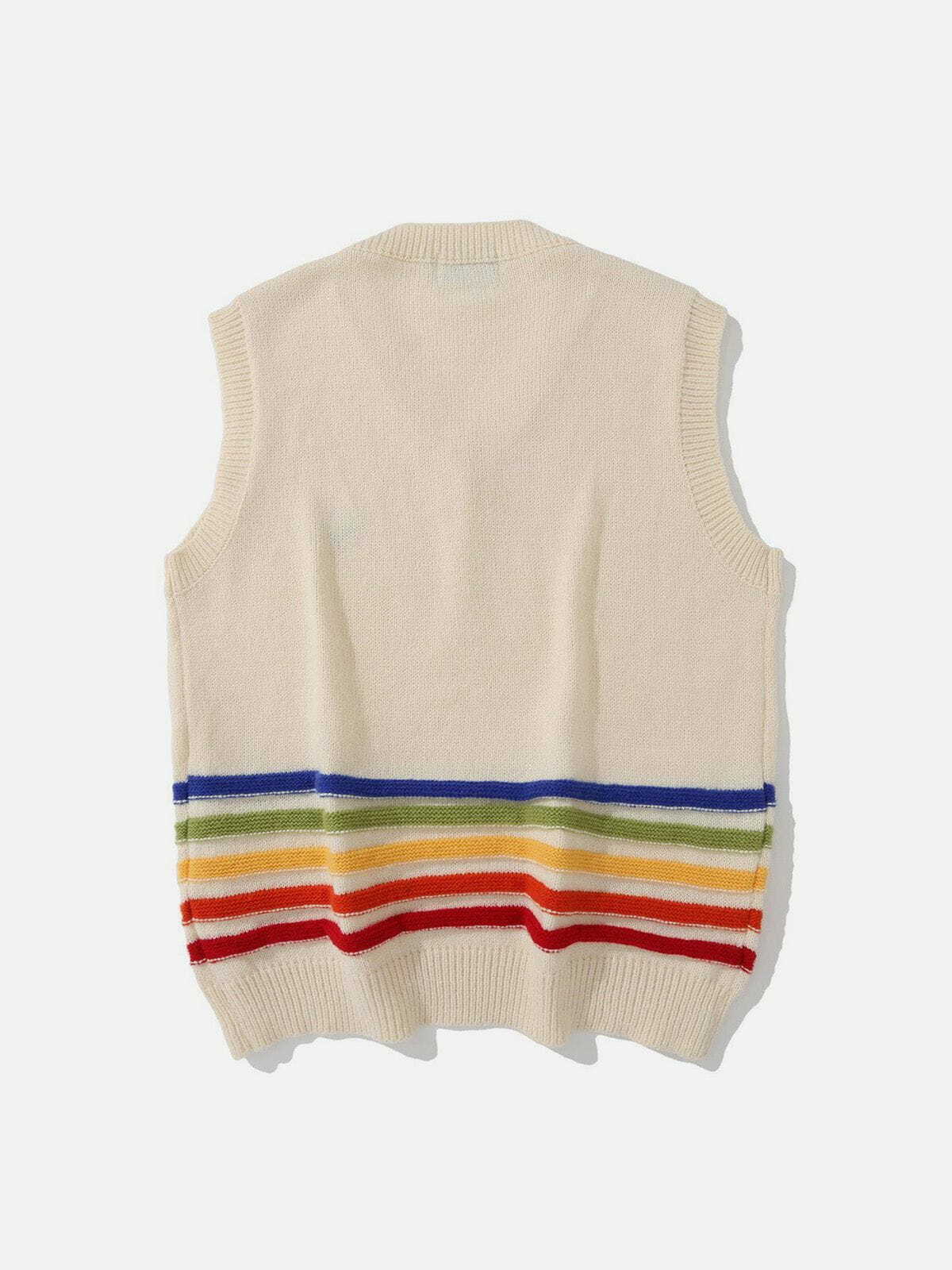 rainbow smile knit vest quirky streetwear essential 1127