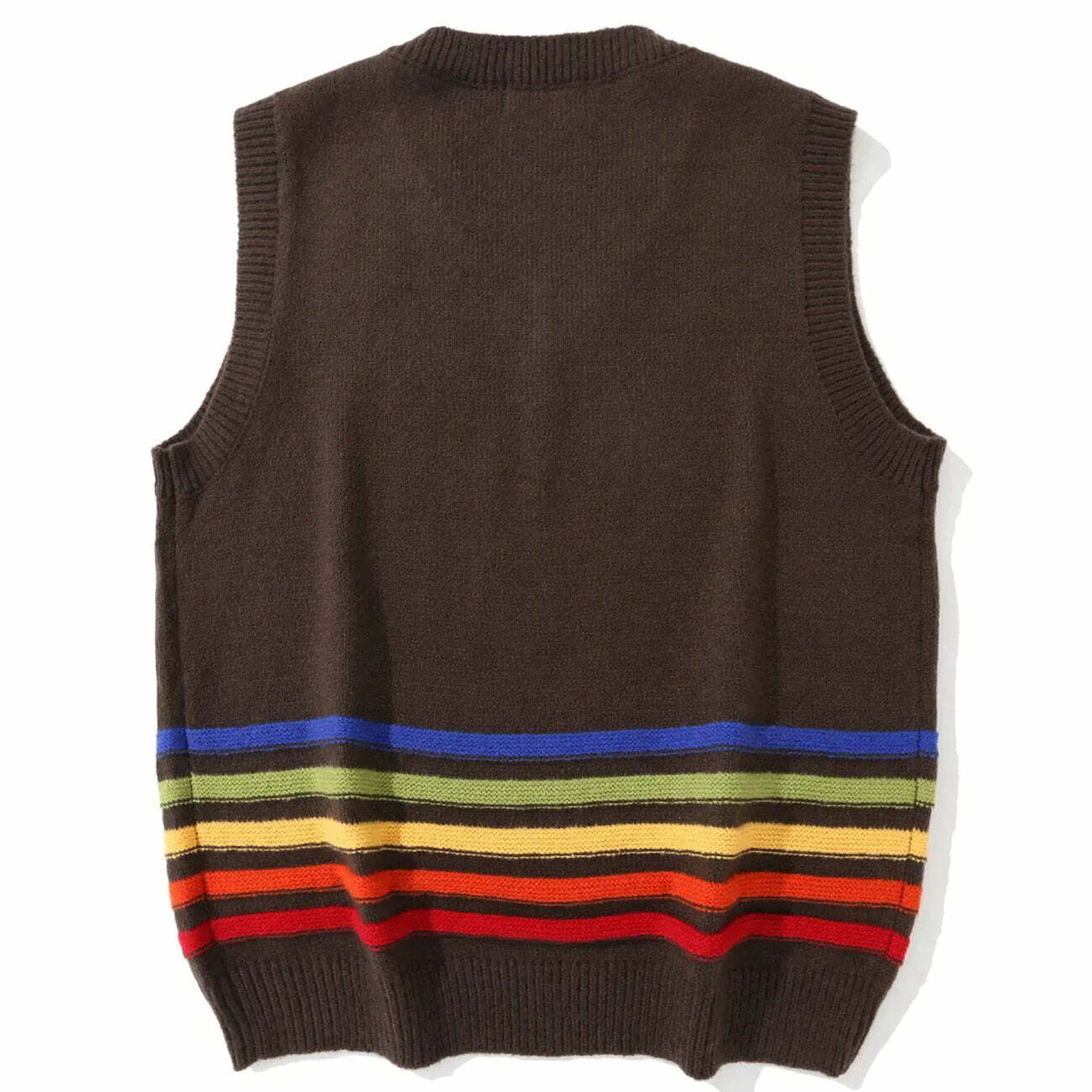 rainbow smile knit vest quirky streetwear essential 1288