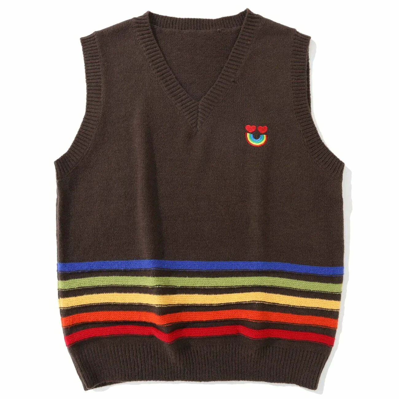 rainbow smile knit vest quirky streetwear essential 2305