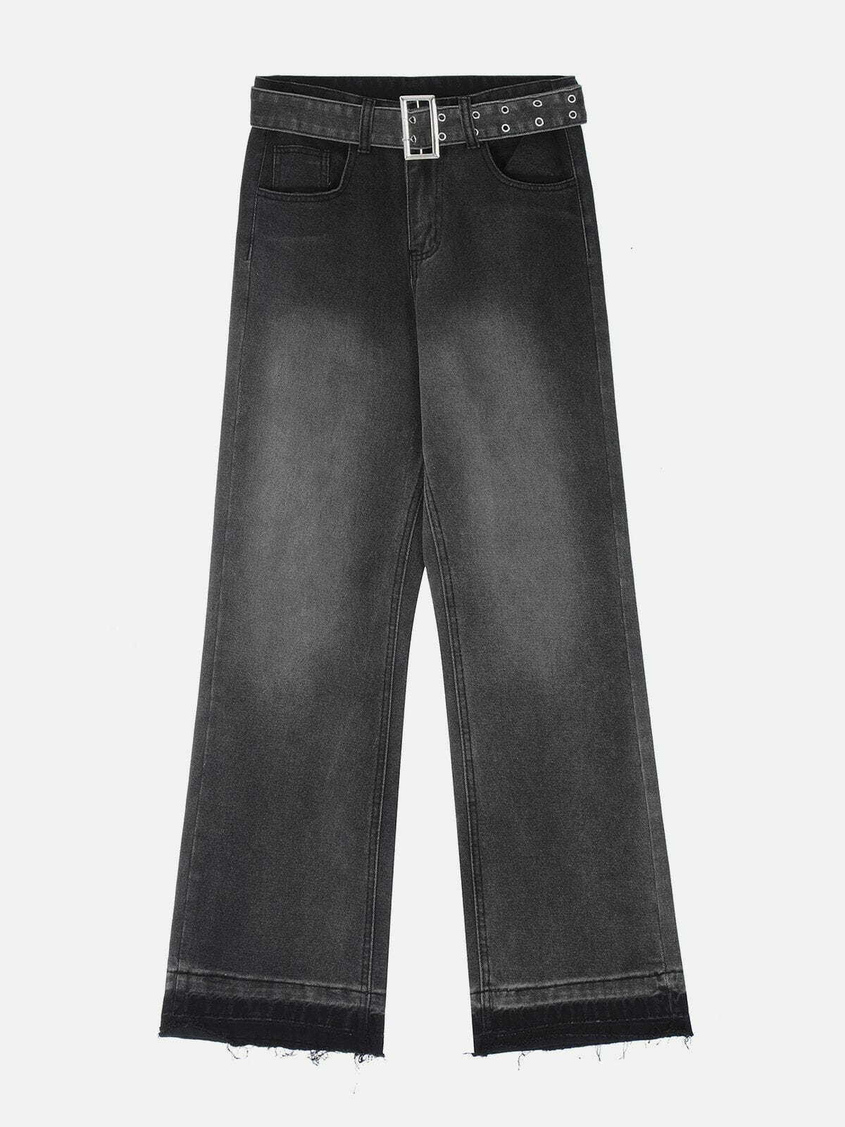 raw edge belted jeans edgy & stylish streetwear 2326