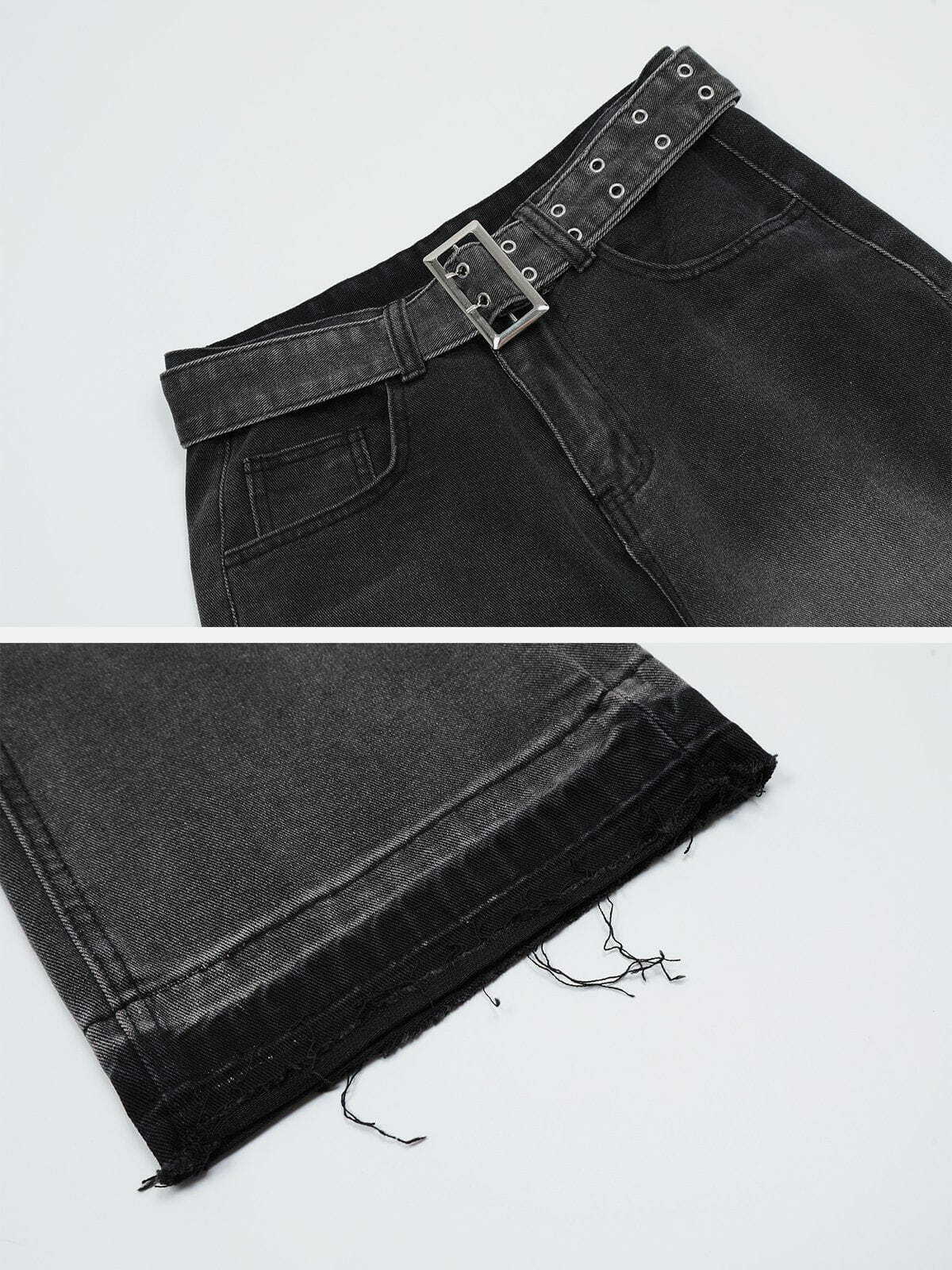 raw edge belted jeans edgy & stylish streetwear 6238