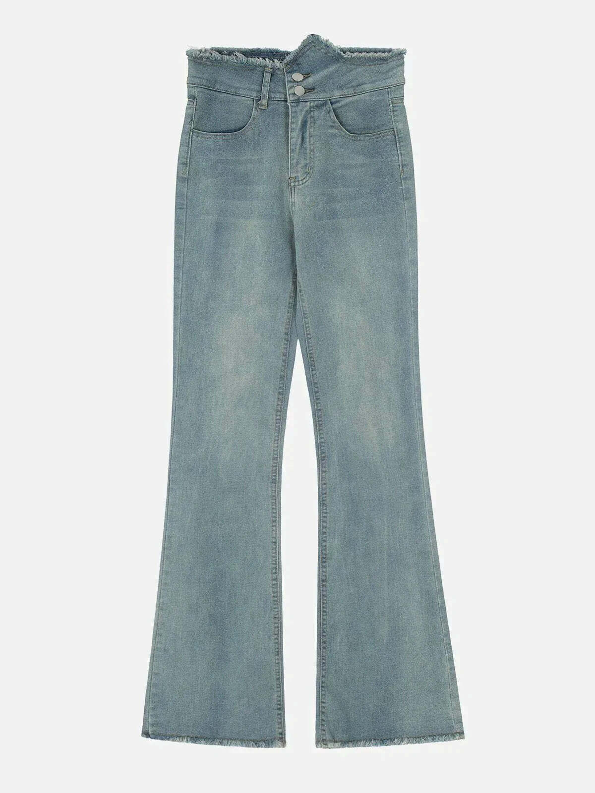 raw edged high rise flared jeans sleek urban essential 5267