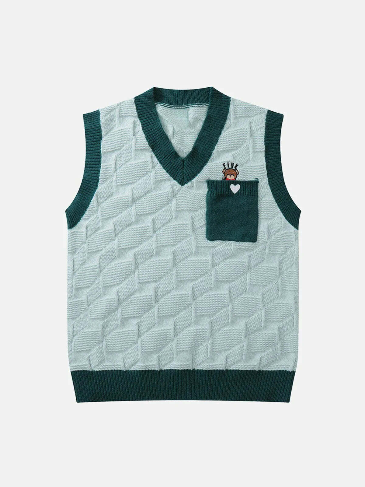 retro bear sweater vest edgy and vibrant y2k streetwear 3280
