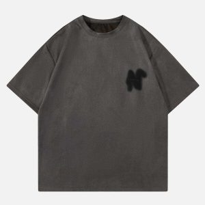 retro blurry letter graphic tee edgy urban streetwear shirt 3568