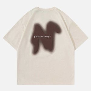retro blurry letter graphic tee edgy urban streetwear shirt 6468