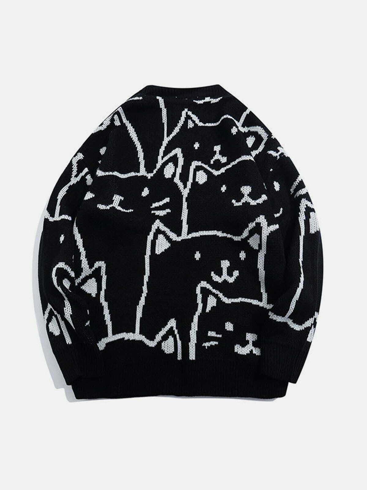 retro cartoon cat sweater flocked design charm 4540