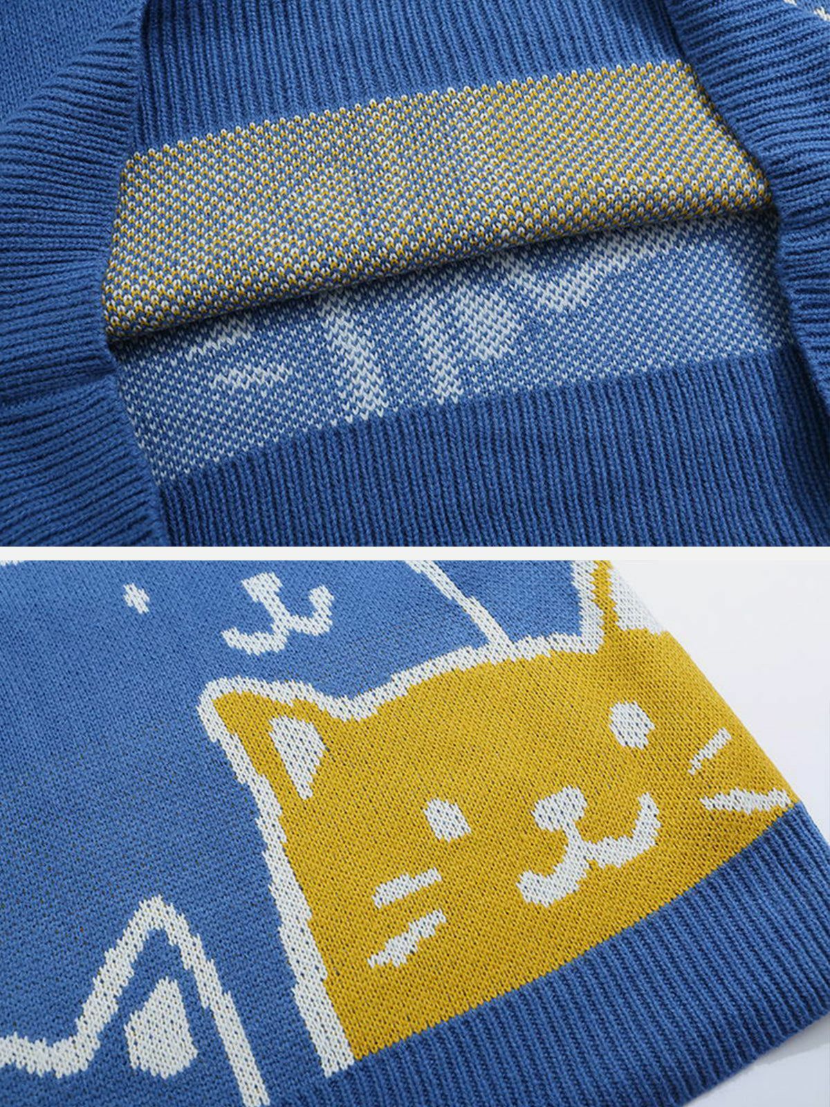 retro cartoon cat sweater flocked design charm 4583