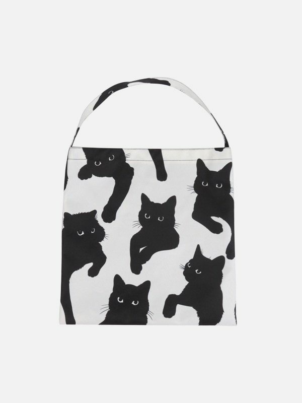 retro cat print bag edgy urban shoulder purse 2388