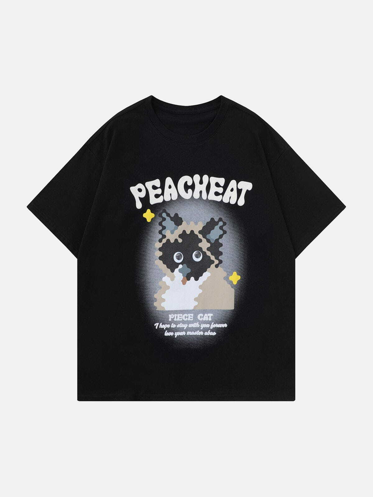 retro cat print tee edgy  vibrant streetwear shirt 6594