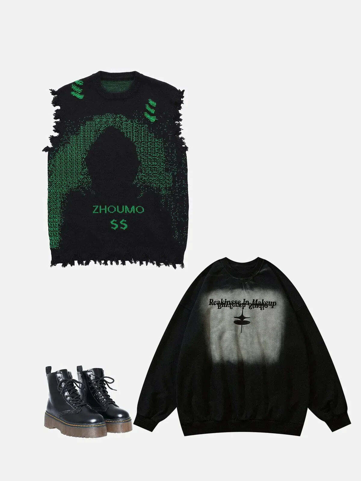 retro cyberpunk sweater edgy  urban dot matrix vest 7093
