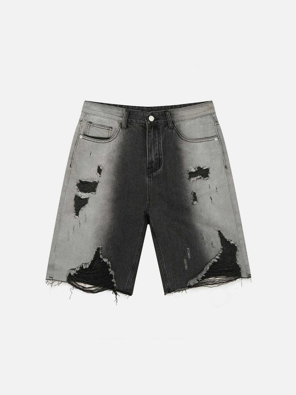 retro denim shorts edgy urban streetwear 5190