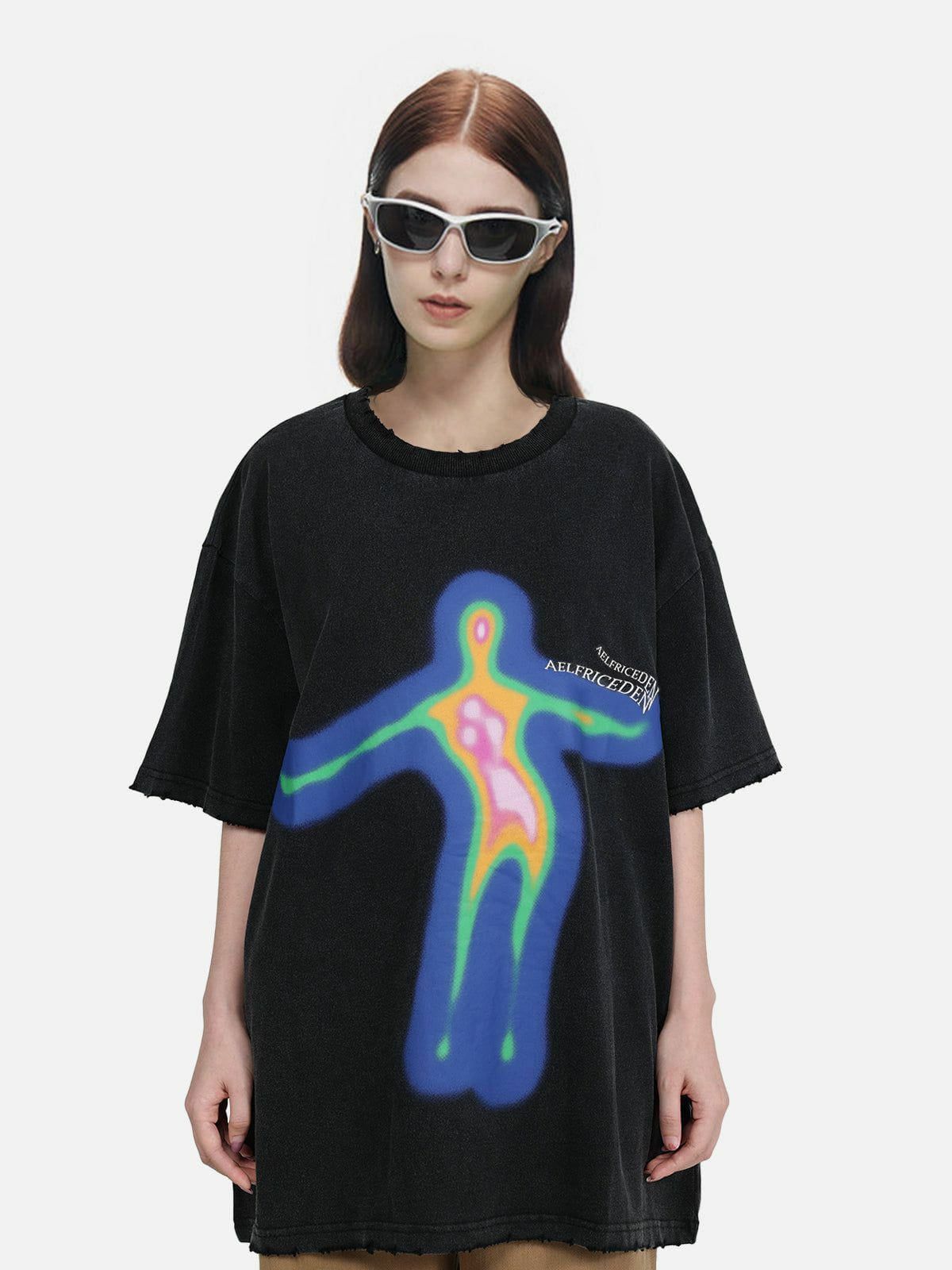 retro distorted graphic tshirt edgy streetwear for a youthful vibe 7733
