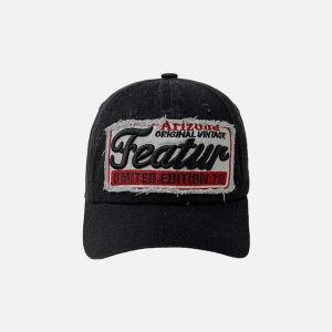 retro embroidered letter cap edgy  urban streetwear hat 8669