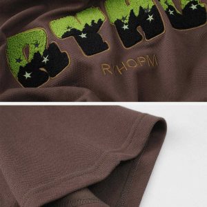 retro embroidered towel tee edgy  vibrant y2k fashion shirt 6399