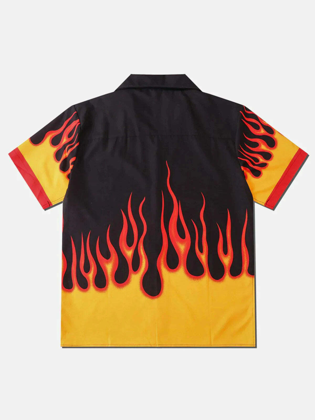 retro flame print tee edgy  vibrant short sleeve shirt 2543