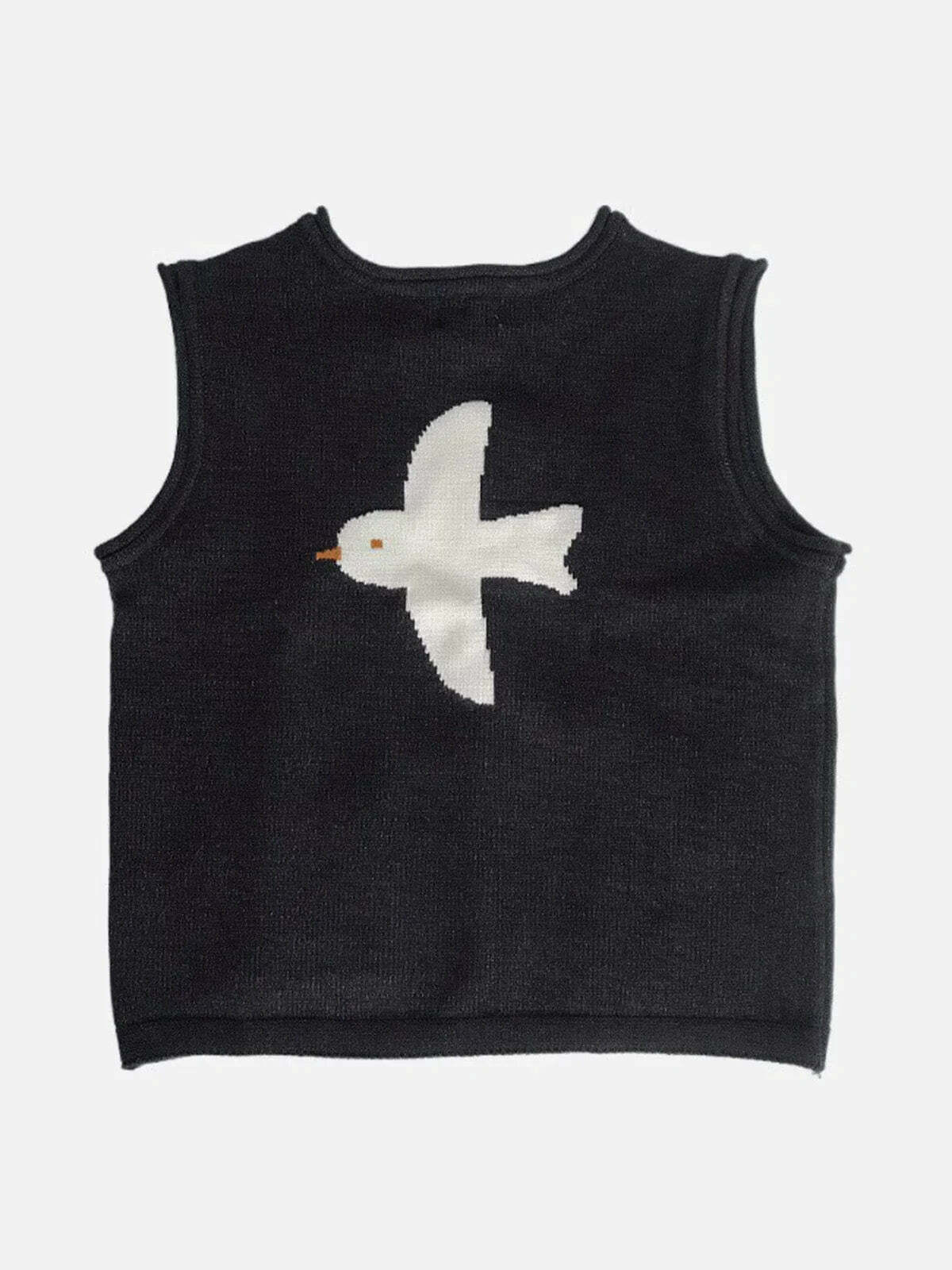retro flying bird sweater edgy  chic y2k vest 5314