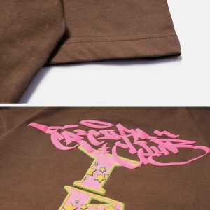 retro foam letter print tshirt edgy y2k streetwear 2244