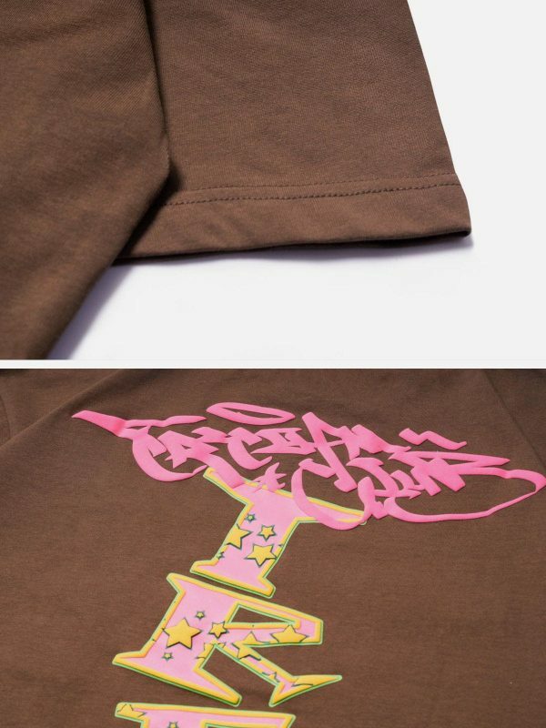 retro foam letter print tshirt edgy y2k streetwear 2244