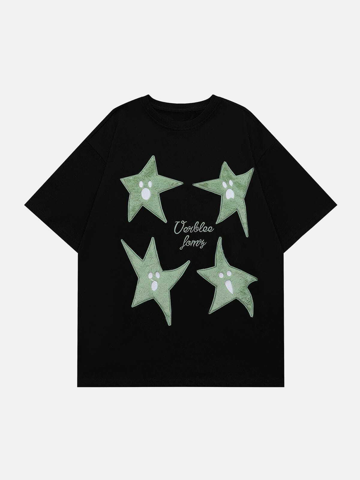 retro ghost star print tee edgy streetwear for a bold  vibrant look 6265