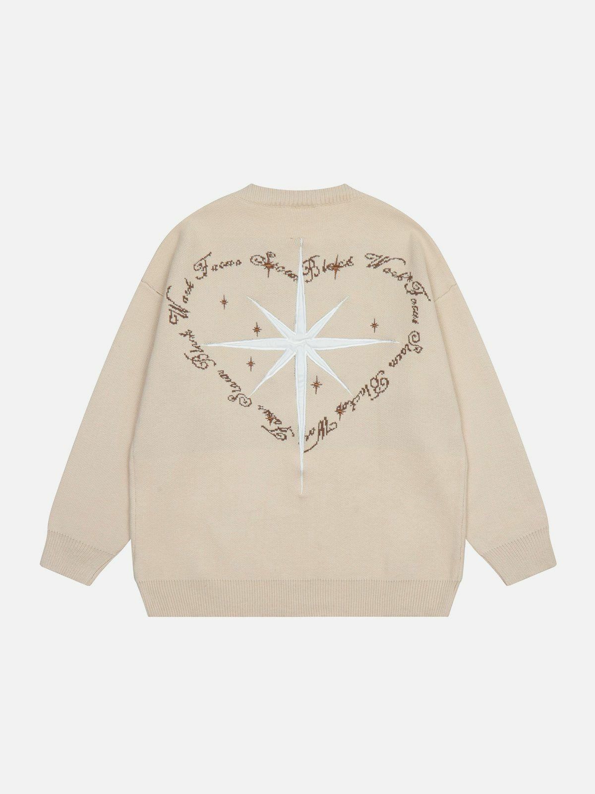 retro jacquard sweater star heart letter design 5956