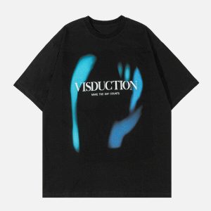 retro letter print tee edgy urban streetwear shirt 8561